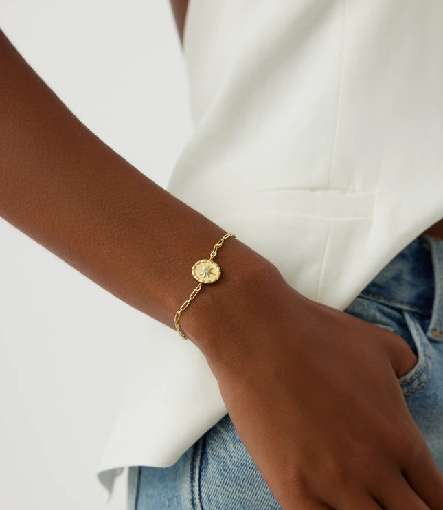 Compass Star Bracelet – 18K Gold-Plated Sterling Silver Chain Bracelet - Dabas Minimalist