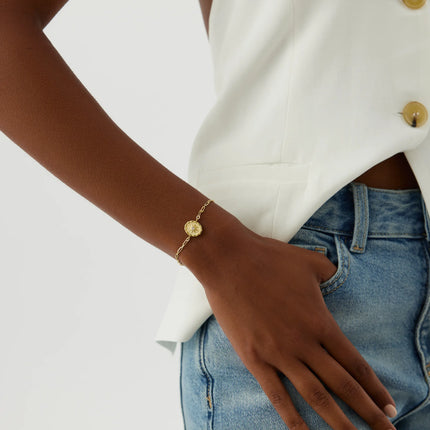 Compass Star Bracelet – 18K Gold-Plated Sterling Silver Chain Bracelet - Dabas Minimalist