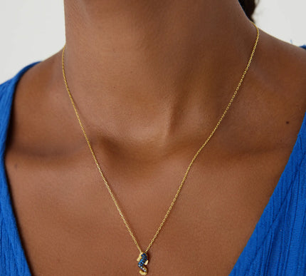 Seahorse Necklace with CZ Colorful Stones, 18K Gold-Plated Sterling Silver - Dabas Minimalist