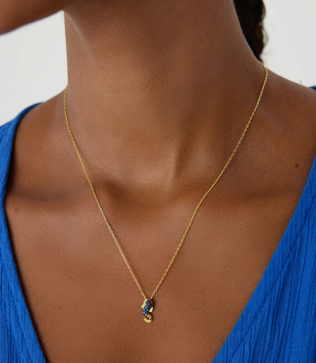 Seahorse Necklace with CZ Colorful Stones, 18K Gold-Plated Sterling Silver - Dabas Minimalist