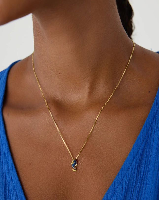 Seahorse Necklace with CZ Colorful Stones, 18K Gold-Plated Sterling Silver - Dabas Minimalist