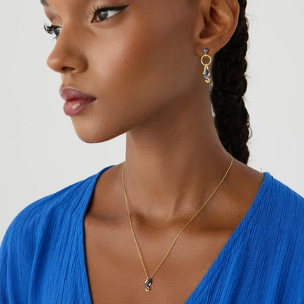 Seahorse Necklace with CZ Colorful Stones, 18K Gold-Plated Sterling Silver - Dabas Minimalist