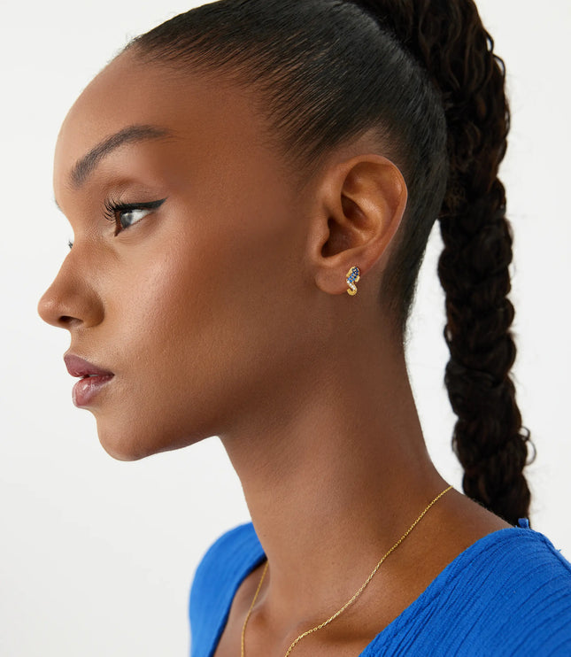 Seahorse Earrings with CZ Colorful Stones, 18K Gold-Plated Sterling Silver - Dabas Minimalist