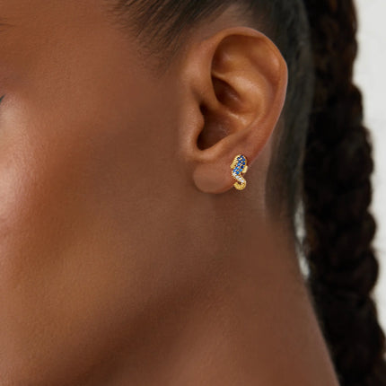 Seahorse Earrings with CZ Colorful Stones, 18K Gold-Plated Sterling Silver - Dabas Minimalist