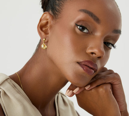 Seashell Earrings with Freshwater Pearl, 18K Gold-Plated Sterling Silver - Dabas Minimalist