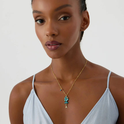 Turquoise Fish Necklace – 18K Gold-Plated Sterling Silver with Personalized Charm - Dabas Minimalist
