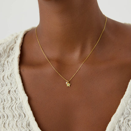 Star Necklace – 18K Gold-Plated Sterling Silver with Turquoise Charm - Dabas Minimalist