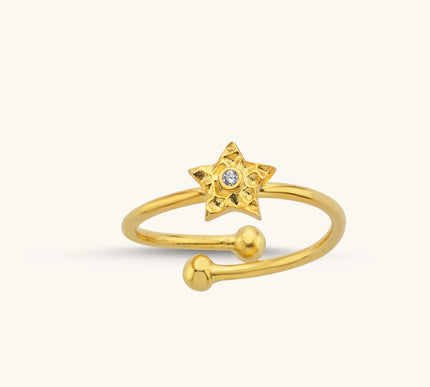 Star Adjustable Ring – 18K Gold-Plated Sterling Silver - Dabas Minimalist