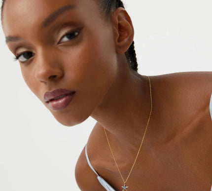Starfish Necklace - 18K Gold-Plated Sterling Silver with Blue CZ Stones - Dabas Minimalist