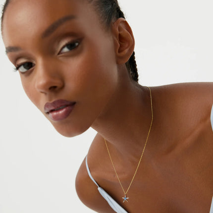 Starfish Necklace - 18K Gold-Plated Sterling Silver with Blue CZ Stones - Dabas Minimalist