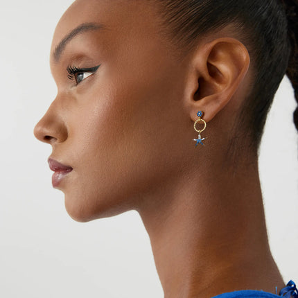 Starfish Earrings with CZ Colorful Stones, 18K Gold-Plated Sterling Silver - Dabas Minimalist
