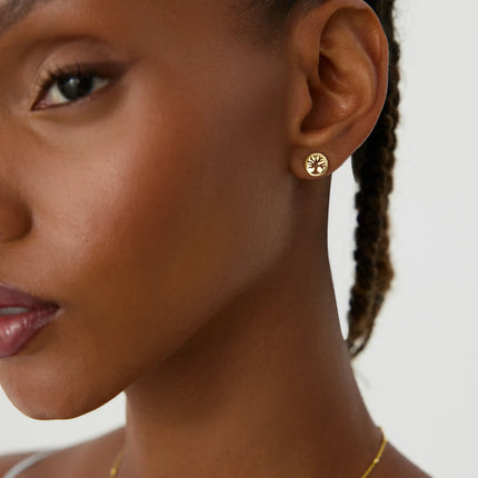 Dainty Tree of Life Stud Earrings, 18K Gold-Plated Sterling Silver Nature-Inspired Elegance - Dabas Minimalist
