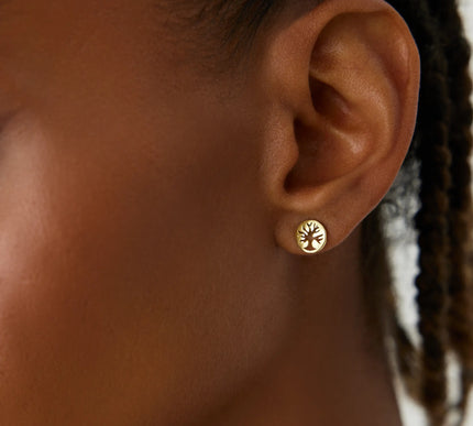 Dainty Tree of Life Stud Earrings, 18K Gold-Plated Sterling Silver Nature-Inspired Elegance - Dabas Minimalist