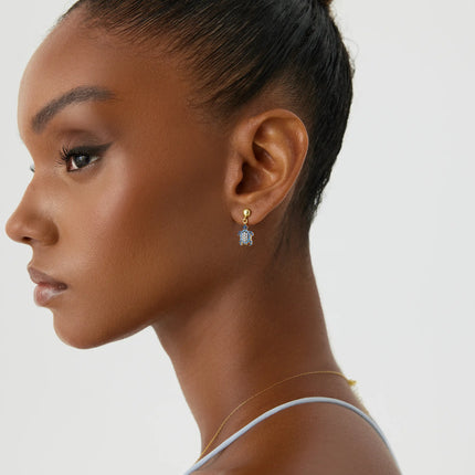 Turtle Earrings with CZ Colorful Stones, 18K Gold-Plated Sterling Silver - Dabas Minimalist