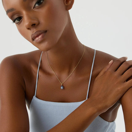Turtle Necklace with CZ Colorful Stones, 18K Gold-Plated Sterling Silver - Dabas Minimalist
