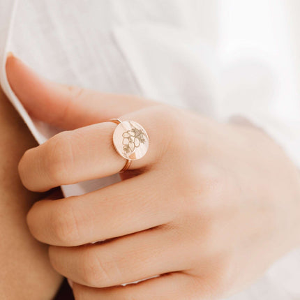 Birth Flower Sterling Silver Ring