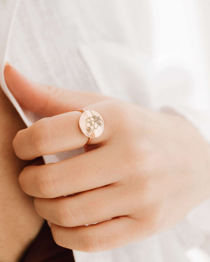 Birth Flower Sterling Silver Ring