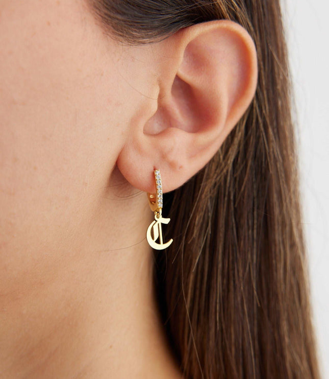 CZ Gothic Name Earrings | Minimalist Alphabet Earrings Set