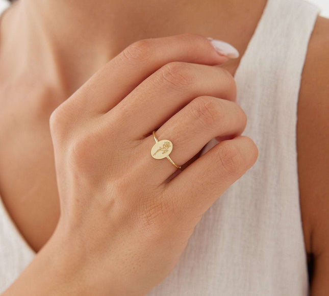 Dainty Birth Flower Ring | Floral Jewelry | Personalized Gift