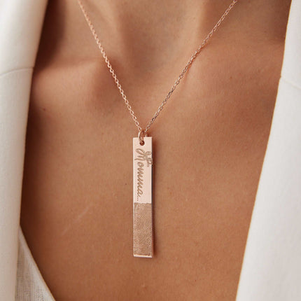 Custom Fingerprint Bar Necklace | Personalized Handwriting Jewelry