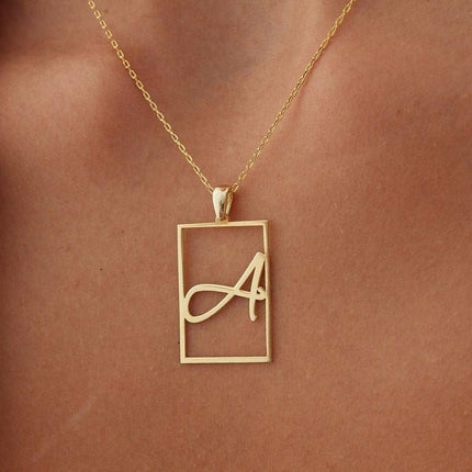 Square Letter Necklace, Initial Necklace, Name Necklace, Custom Necklace, Silver Necklace, Dainty Necklace, Minimalist Necklace