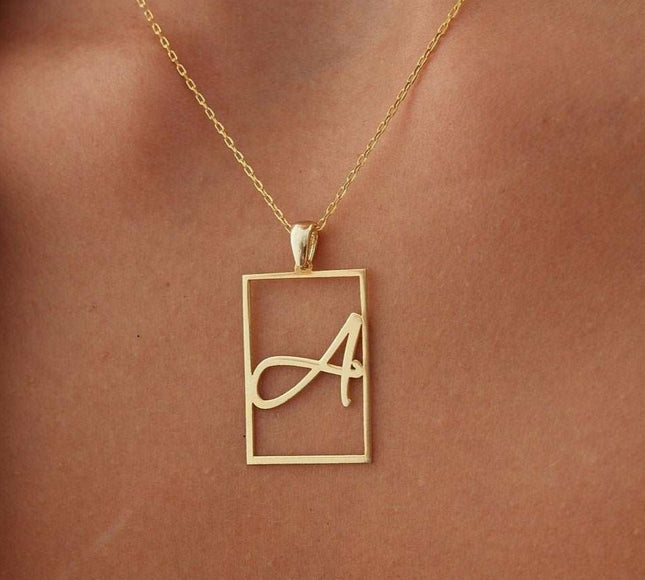 Square Letter Necklace, Initial Necklace, Name Necklace, Custom Necklace, Silver Necklace, Dainty Necklace, Minimalist Necklace