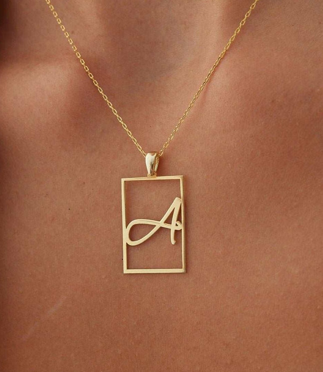 Square Letter Necklace, Initial Necklace, Name Necklace, Custom Necklace, Silver Necklace, Dainty Necklace, Minimalist Necklace