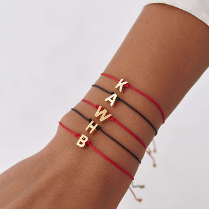 Custom Woven Letter Bracelet | Expandable Silver Charm Bangle