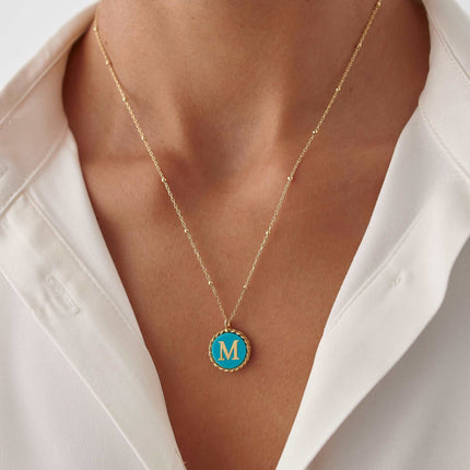 Delicate Turquoise Letter & Zodiac Personalized Necklace