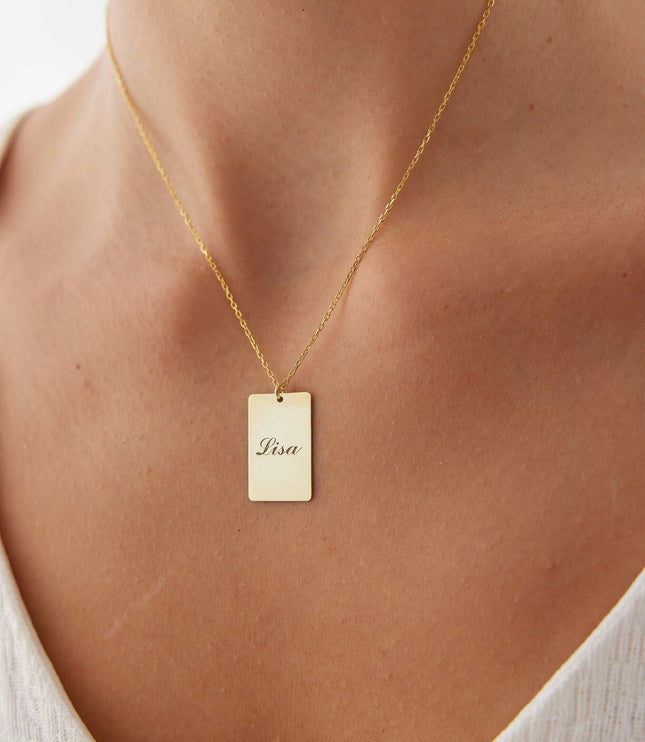 Plate Name Necklace, Baby Name Necklace, Alphabet Necklace, My Name Necklace,  Number Necklace, Custom Name Plate, Id Necklace