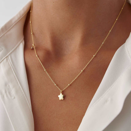 Dainty 18k Gold Star Necklace with Turquoise Stone