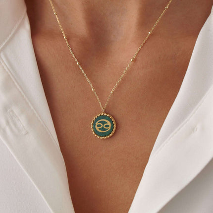 Delicate Malachite Letter & Zodiac Personalized Necklace