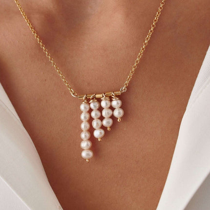 18k Gold Handmade Irregular Shape Round Fresh Water Pearl Necklace