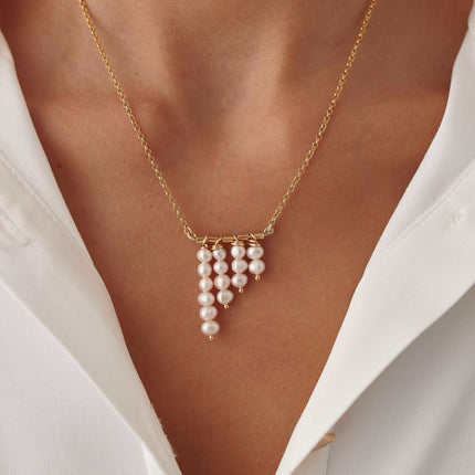 18k Gold Handmade Irregular Shape Round Fresh Water Pearl Necklace