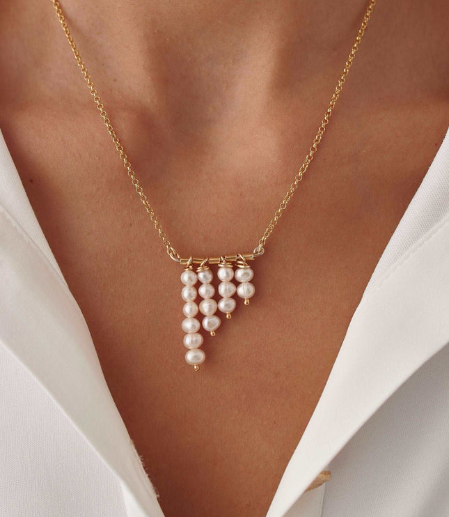 18k Gold Handmade Irregular Shape Round Fresh Water Pearl Necklace