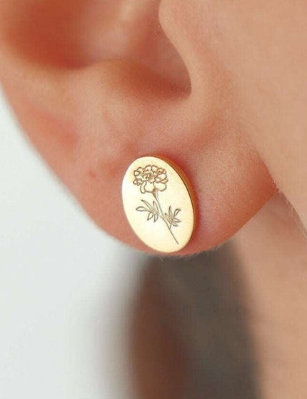 Birth Flower Sterling Silver Earrings