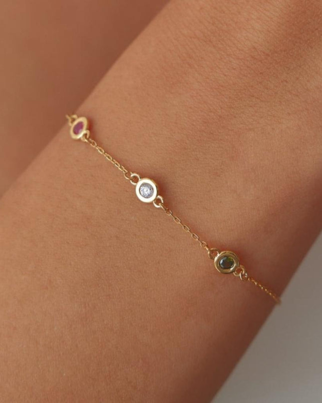 Customized Multi-Birthstone Family Bracelet Dabas Minimalist