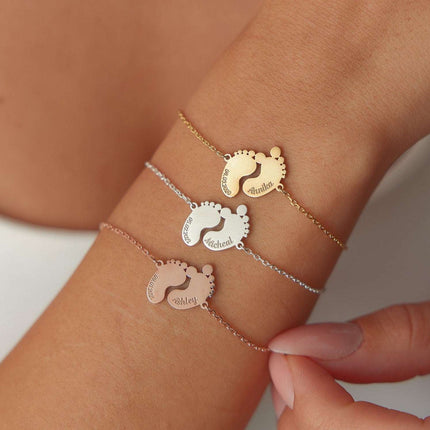 Personalized Footprint Charm Bracelet | Mother or Baby Gift