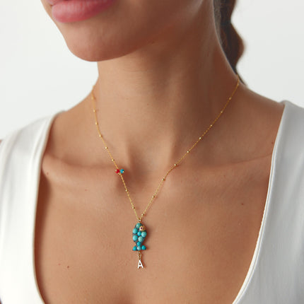 Turquoise Fish Necklace – 18K Gold-Plated Sterling Silver with Personalized Charm Dabas Minimalist