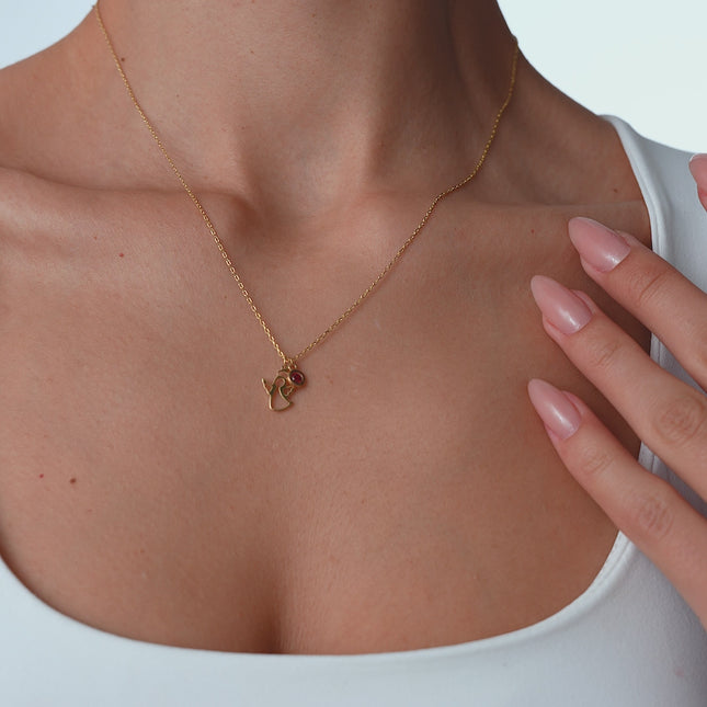 Dainty Angel Birthstone Necklace