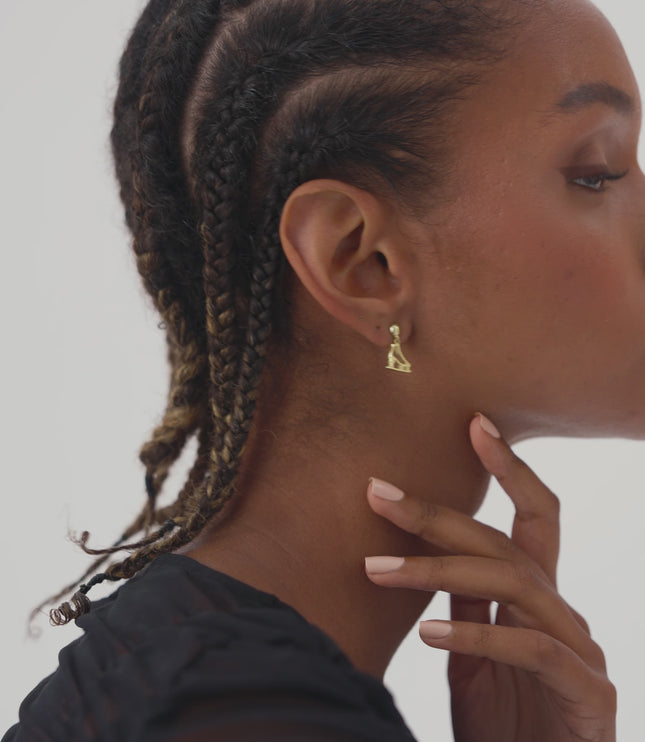 Gold Ice Skate Dangle Earrings | 925 Sterling Silver | Winter Sport Inspired Jewelry