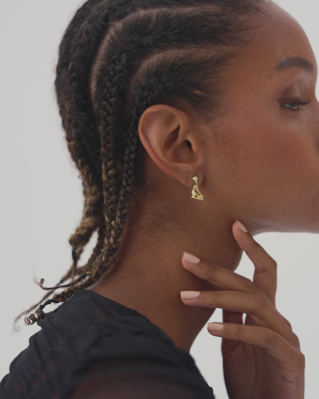 Gold Ice Skate Dangle Earrings | 925 Sterling Silver | Winter Sport Inspired Jewelry