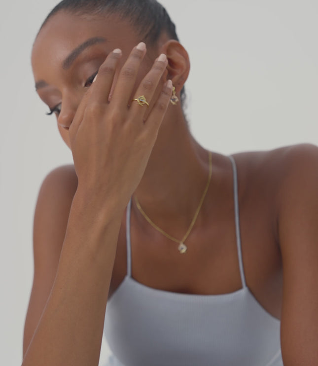 Dainty Minimalist Stone Fish Ring