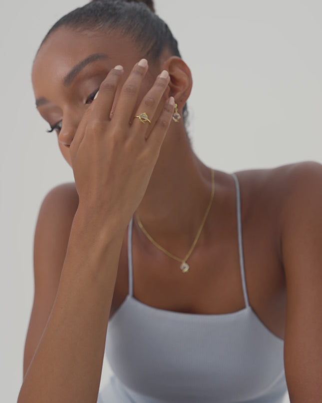 Dainty Minimalist Stone Fish Ring