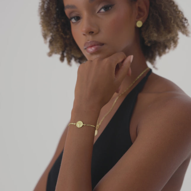 Evil Eye Potbelly Hill Coin Bracelet – 18K Gold-Plated Sterling Silver