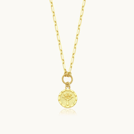 Eye of Providence Medallion Necklace, 18K Gold-Plated Sterling Silver