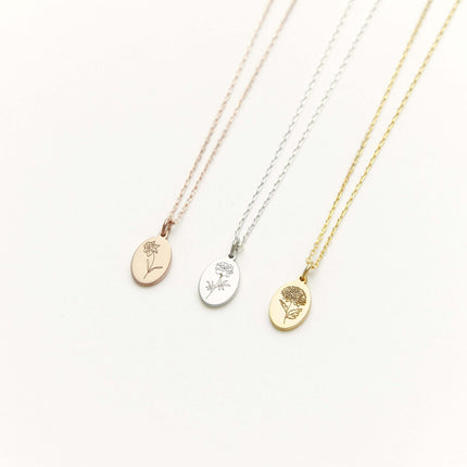 Tiny Birth Flower Necklace – 18K Gold-Plated Sterling Silver Floral Pendant Necklace - Dabas Minimalist