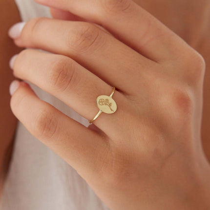 Tiny Birth Flower Ring – 18K Gold-Plated Sterling Silver Floral Jewelry - Dabas Minimalist