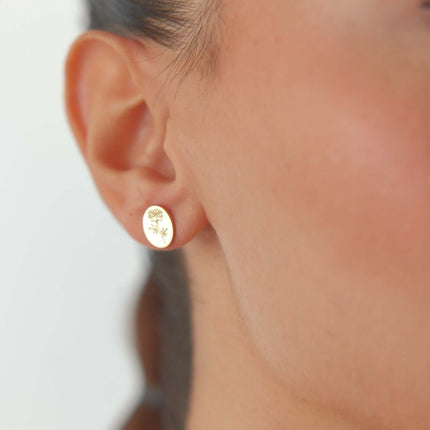 Birth Flower Earrings – 18K Gold-Plated Sterling Silver Floral Stud Earrings - Dabas Minimalist