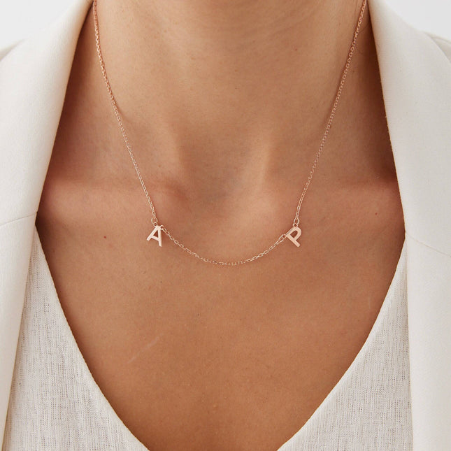 Personalized Initial Letter Necklace, 18K Gold-Plated Sterling Silver - Dabas Minimalist
